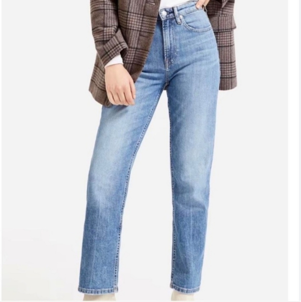 Everlane Blue Straight Leg Jeans with Vintage-Inspired Look